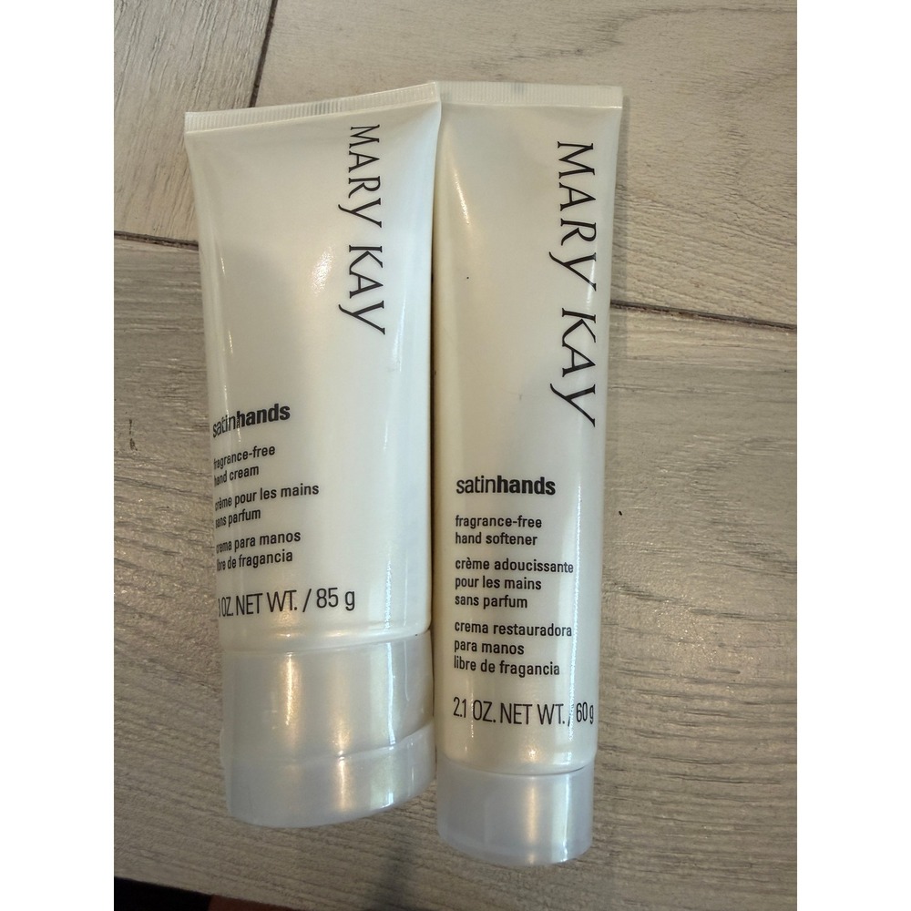 Mary Kay Satin Hands Fragrance Free Hand Cream 3oz and Hand Softener 2.1oz Set